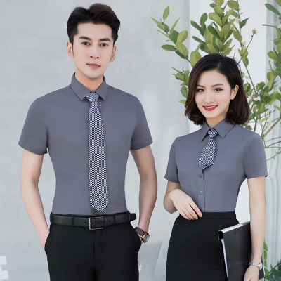 Men's and women's shirts with short sleeves, professional overalls, slim  work shirt, customized logo