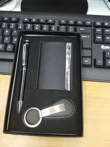 Business Card Case + Metal Pen + Keychain