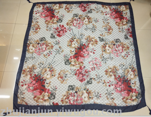 2019 spring 135x135cm prismatic large flower fashion silk large square scarf x