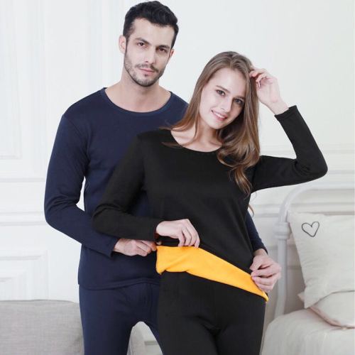 men‘s and women‘s thick fleece-lined thermal underwear top + pants