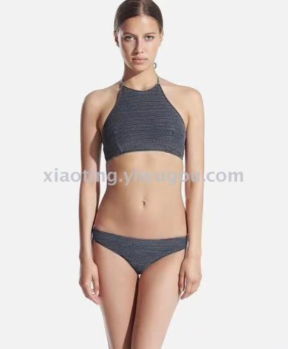 bikini foreign trade new pure color sexy slimming ladies split swimsuit nylon quality factory direct sales