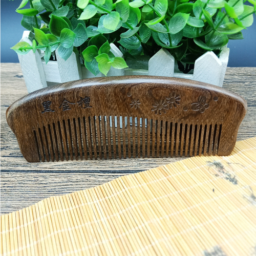 black gold sandalwood comb anti-static massage hair loss comb long hair lettering large thick whole material