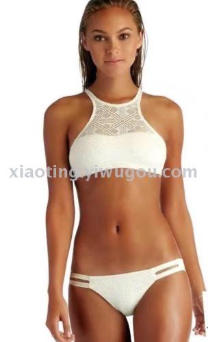 bikini foreign trade sexy hollow knitted lace split women‘s swimsuit nylon quality factory direct sales