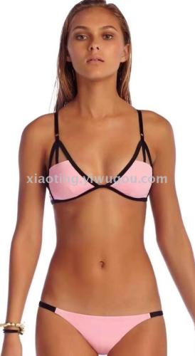 Bikini Foreign Trade Sexy New Solid Color Triangle Bag Ladies Split Swimsuit Nylon Quality Factory Direct Sales