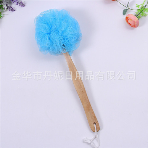 factory direct sales hot sale wooden handle wash cloth handle bath ball rubbing gadget foam rich bath essential