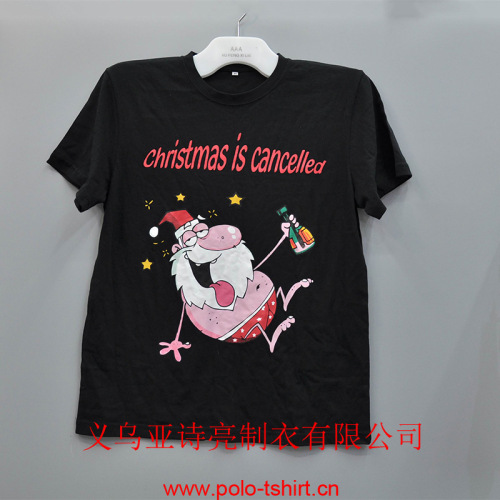 2016 summer new children‘s clothing parent-child cotton short-sleeved cartoon cute printed christmas t-shirt advertising shirt customization