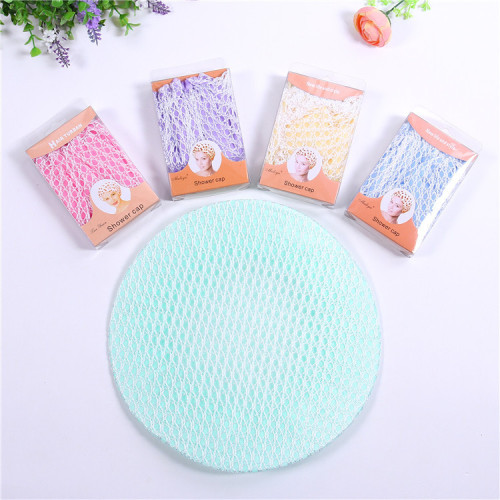 Factory Direct Sales Hot Sale White Net Double Layer Shower Cap Material Comfortable Simple and Generous Bath Essential