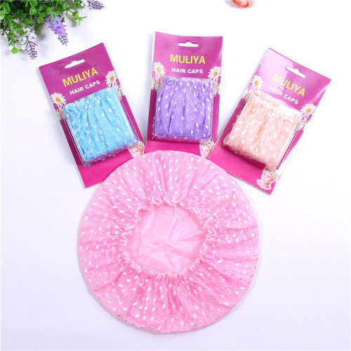 factory direct sale hot sale lace jacquard card insert shower cap material comfortable environmental protection home bath essential