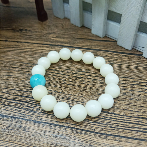 White Jade Bodhi Root Bracelet Women round Beads Original Design Buddha Beads Natural Bracelet Tianhe Stone Loose Beads Rosary Jewelry 