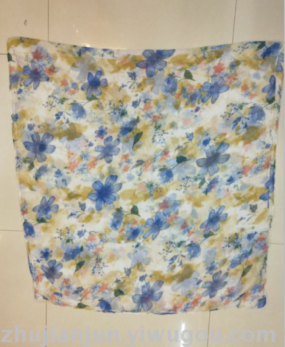 hazy large flower print pattern fashion silk scarf with various colors and styles