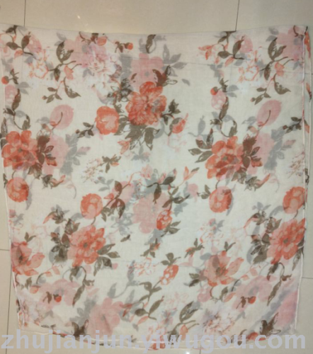 large Flower Print Pattern Fashion Silk Scarf Color and Style Variety