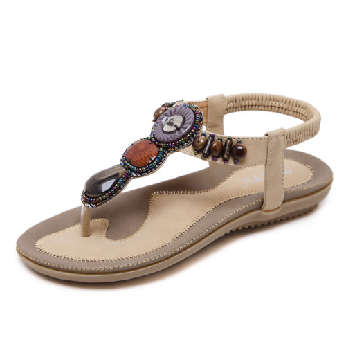 2021 soft bottom non-slip summer sandals string design bohemian flat large size women‘s sandals sandals