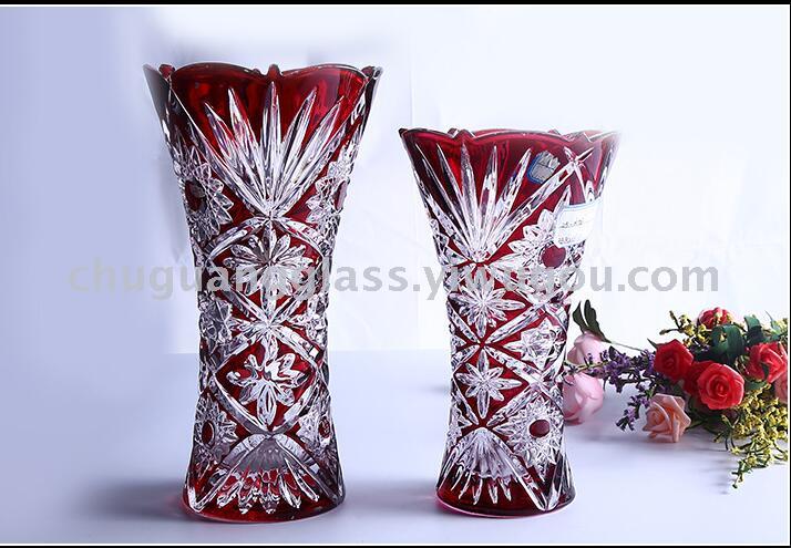 Supply Chu Guang Crystal Glass Vase Red Vase Fruit Bowl Flower