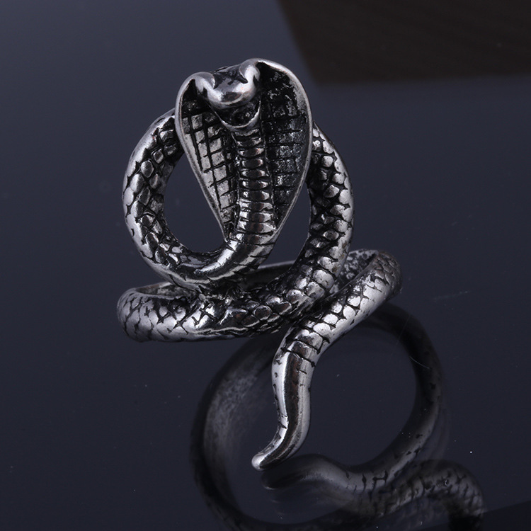 朋克风眼镜蛇男女士戒指情侣尾戒对戒 时尚首饰批发孟宇饰品