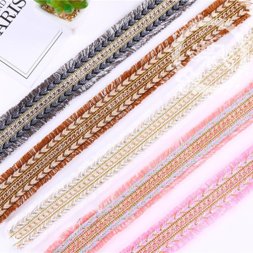 high-end chanel style multi-color bilateral tassel small braid chain belt lace diy clothing accessories ribbon spot