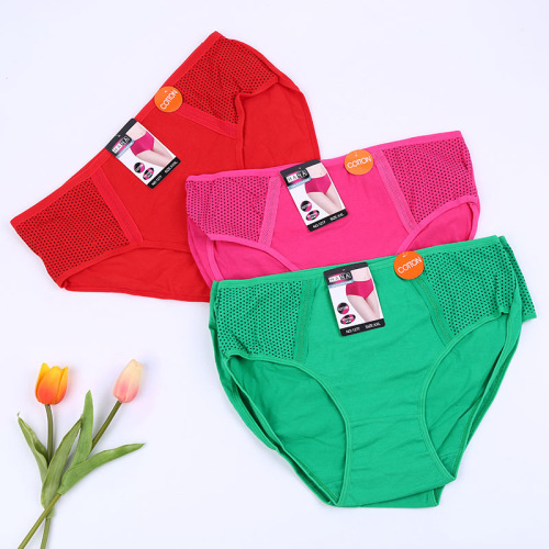 Factory Wholesale Large Size Women‘s Underwear Milk Silk Mid Waist Breathable Briefs Printed Polka Dot Shorts 