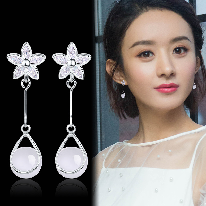 925银针防过敏猫眼耳坠时尚百搭淑女耳饰气质耳环厂家直销批发