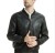 Men's wear PU leather jacket padded cotton thickened baseball collar men's leather short coat