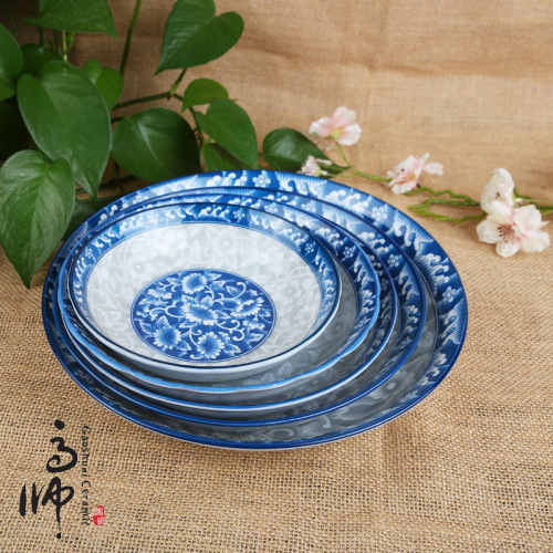 7/8/9 inch rice plate fashion blue and white ceramic plate handmade painting plate rice plate tableware set