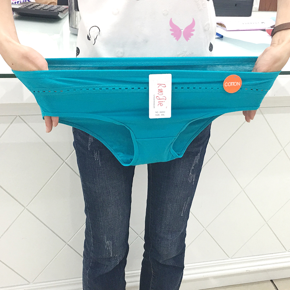 大版出口外销加肥女士棉纯色内裤 加大外贸妇女高腰内裤 68003