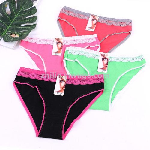 factory wholesale cotton women‘s underwear high-grade lace women‘s large size briefs foreign trade shorts