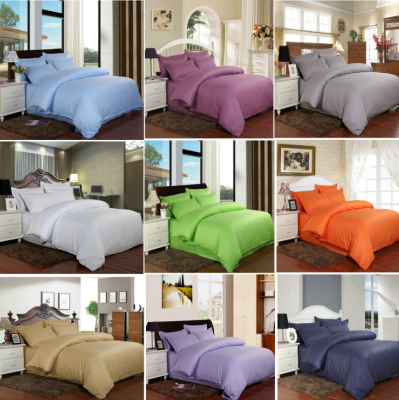 Four-piece hotel &guesthouse pure white quilt cover bed sheet bed, three pieces of bedding pure color printing bar