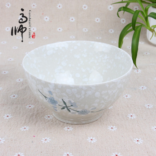 Hotel Home Ceramic Tableware Ceramic Bowl Hand Painted Snowflake Glaze English Bowl Chinese Food Porcelain Bowl Factory Supply Wholesale