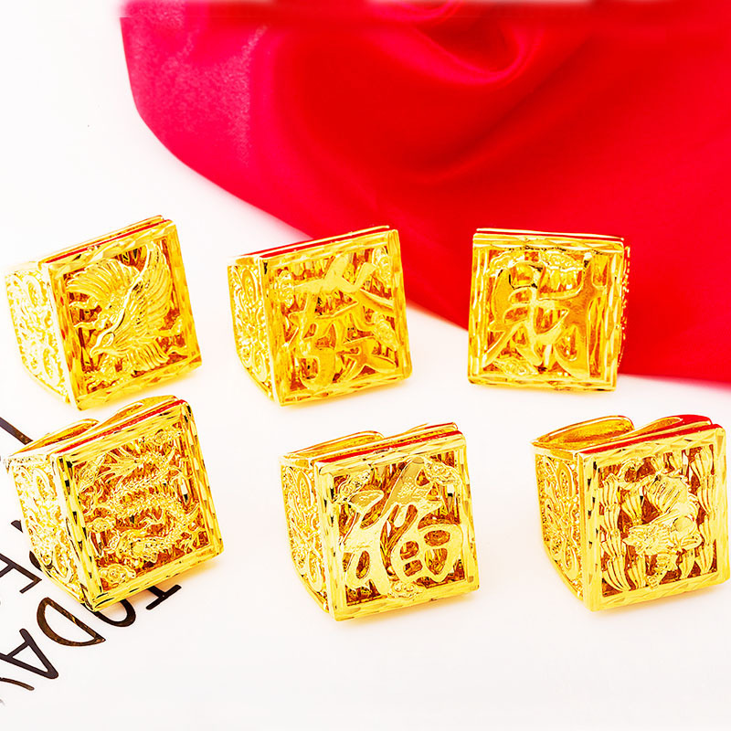 批发越南沙金雄鹰款男款双层戒指 环保铜镀真金男士指环 婚庆饰品