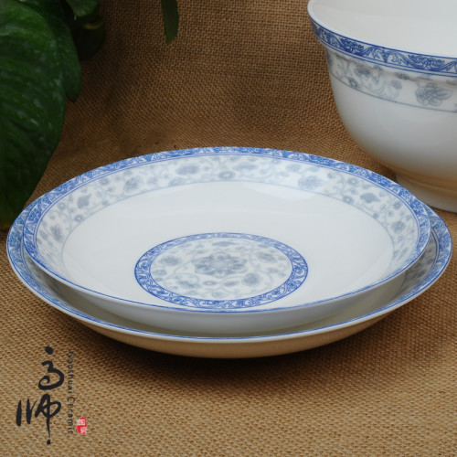 Chinese New Bone China Memory Deep Soup Plate European-Style Glazed round Plate Supply Wholesale
