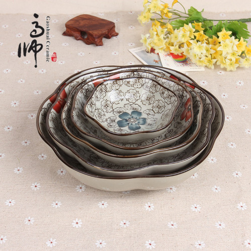 Kitchen Household Plum Plate Hot Selling Chinese Flower Porcelain Underglaze Color tableware Yard Wholesale Customized Models 