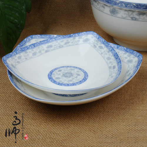Factory Direct Sales in-Glaze Decoration Bone China Triangle Plate Tableware Supplies Ceramic Tableware Wholesale Supply