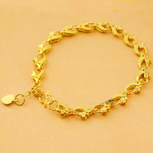 24k gold plated curved fish reverse die bracelet goldfish bracelet high color retaining fire fused gold women‘s fashion ornament wholesale