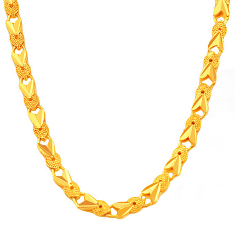 专业批发 镀真金桃心穿孔倒模项链 时尚个性夸张越南沙金女士项链