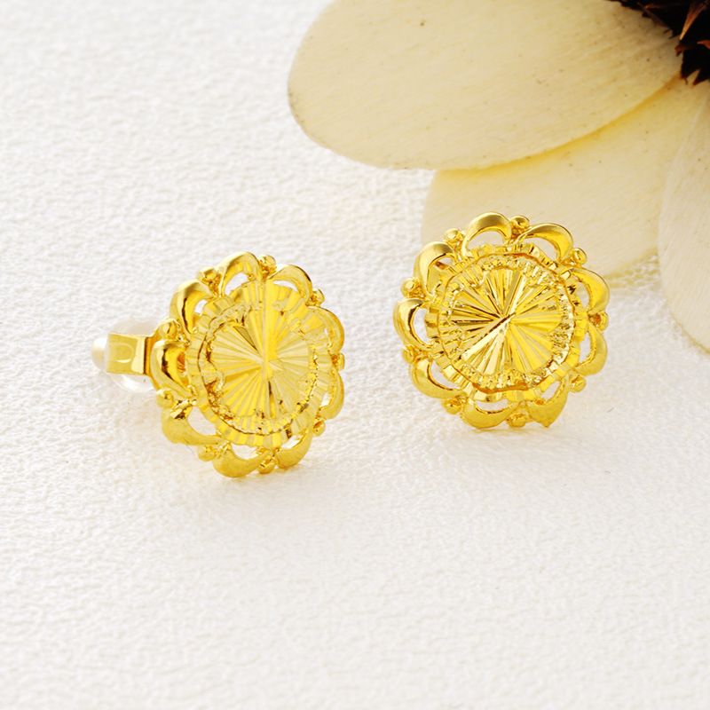 批发缅甸沙金车花混款耳钉 黄铜镀真金时尚耳饰厂家直销量大从优