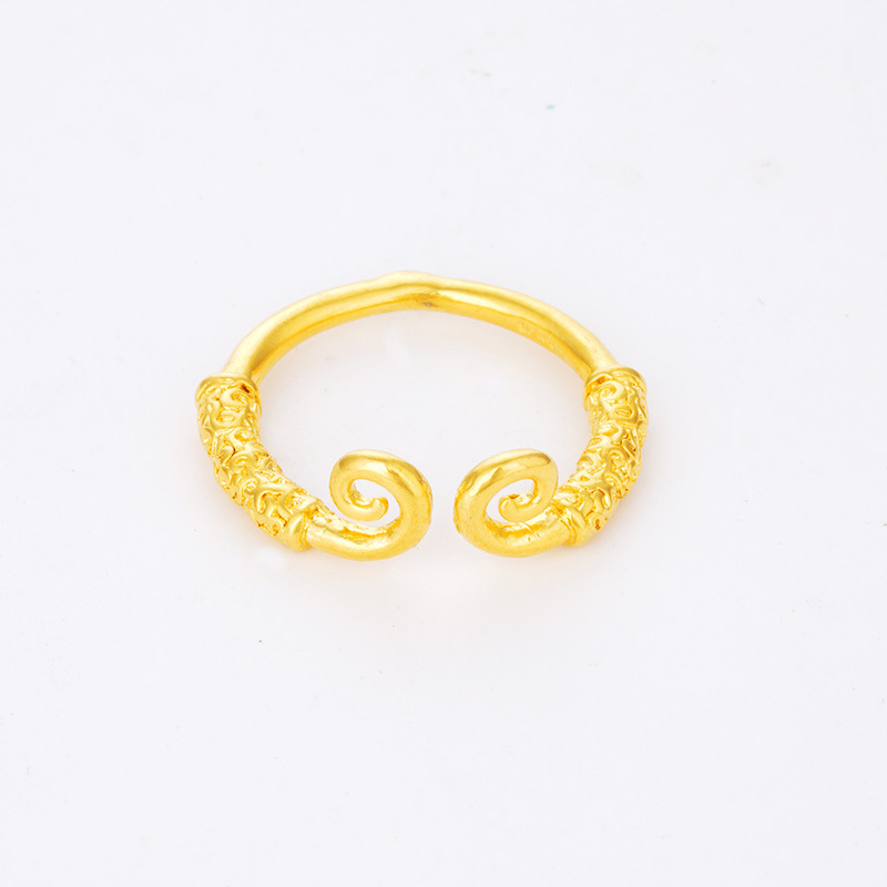 越南沙金男女款镀真黄金浮雕紧箍咒戒指久不掉色孙悟空金箍咒戒指