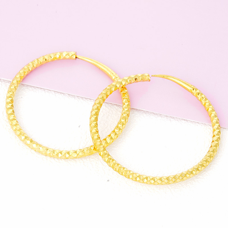 时尚爆款30mm插针满天星大耳圈镀金耳环 越南沙金防过敏耳饰 批发