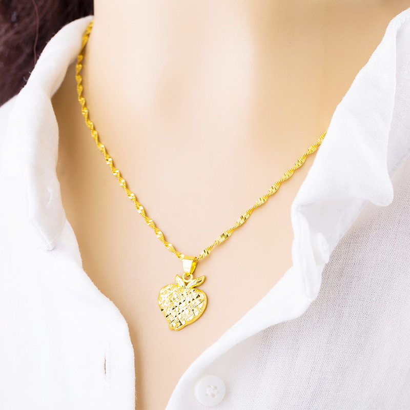 耳之恋首饰镀黄金草莓女士吊坠沙金首饰镀24K金项坠镀金饰品