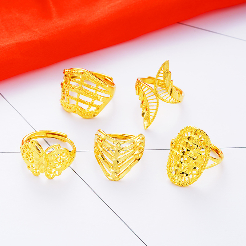 火爆欧币越南沙金花朵蝴蝶可调节戒指 韩版开口戒指女 耳之恋首饰