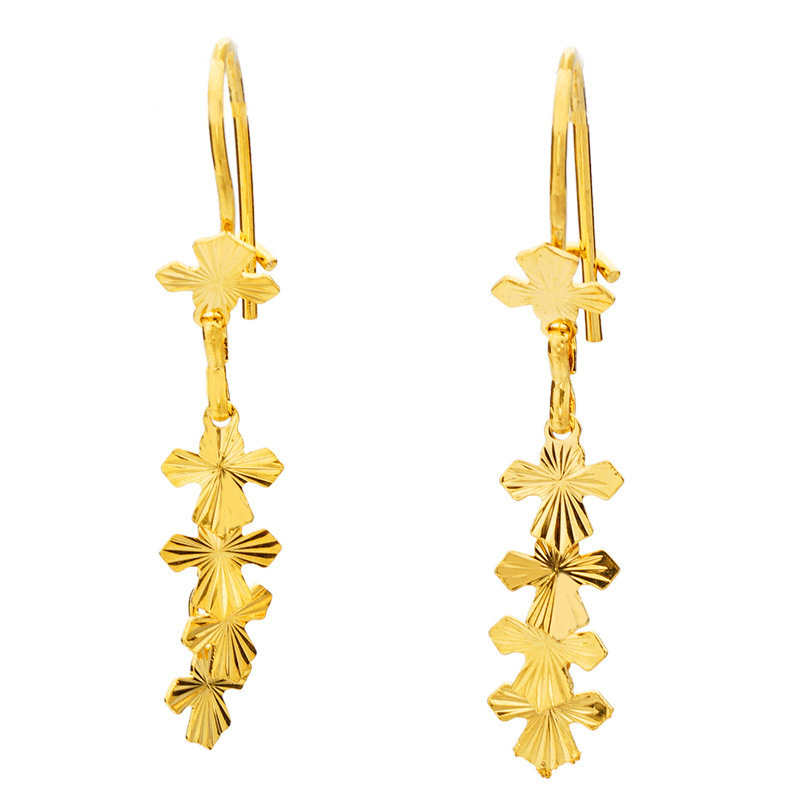 24K镀金耳坠欧币饰品女士耳环新款流行沙金首饰促销活动礼品批发