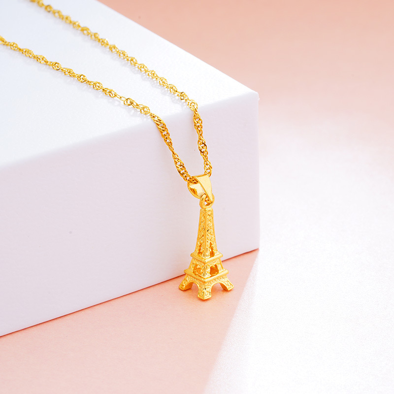厂家直销越南沙金埃菲尔铁塔吊坠  黄铜镀金项链坠子