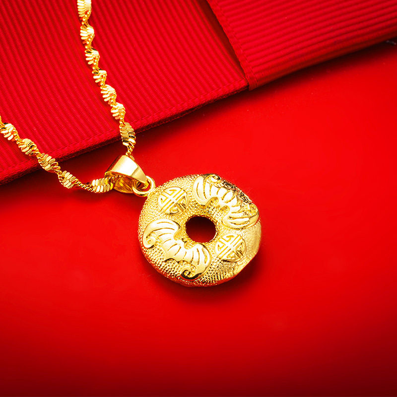 批发民族风24K金越南沙金饰品 吉祥平安扣吊坠纯黄铜吊坠饰品批发