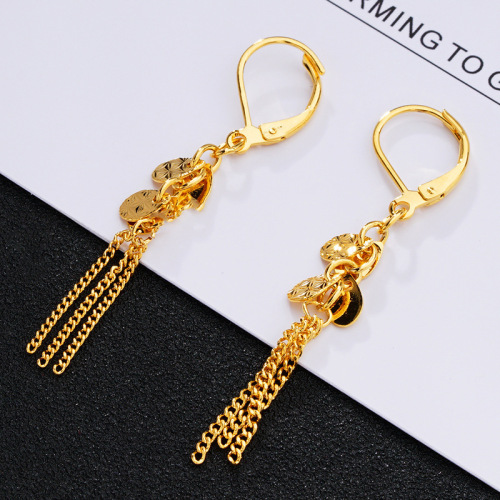 Wholesale Long-Time Non-Fading European Coins Copper Plating Vietnam Placer Gold Earrings Jewelry Fashion Korean Style Women‘s Flower Earrings