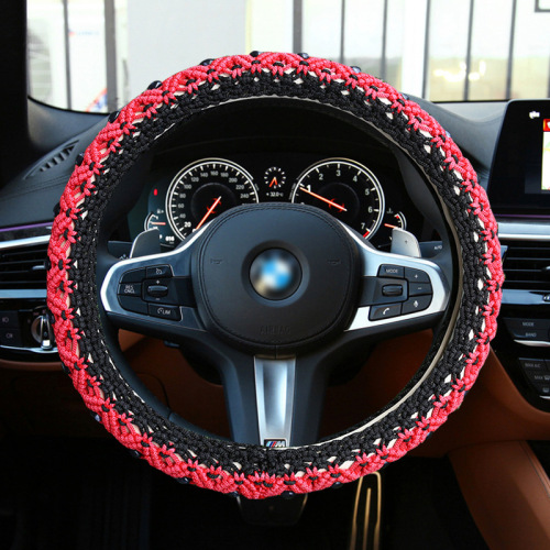 Manufacturers Wholesale Car Steering Wheel Cover Ice Silk Car Interior Supplies Car Hand Sewing Steering Wheel Handle Cover 