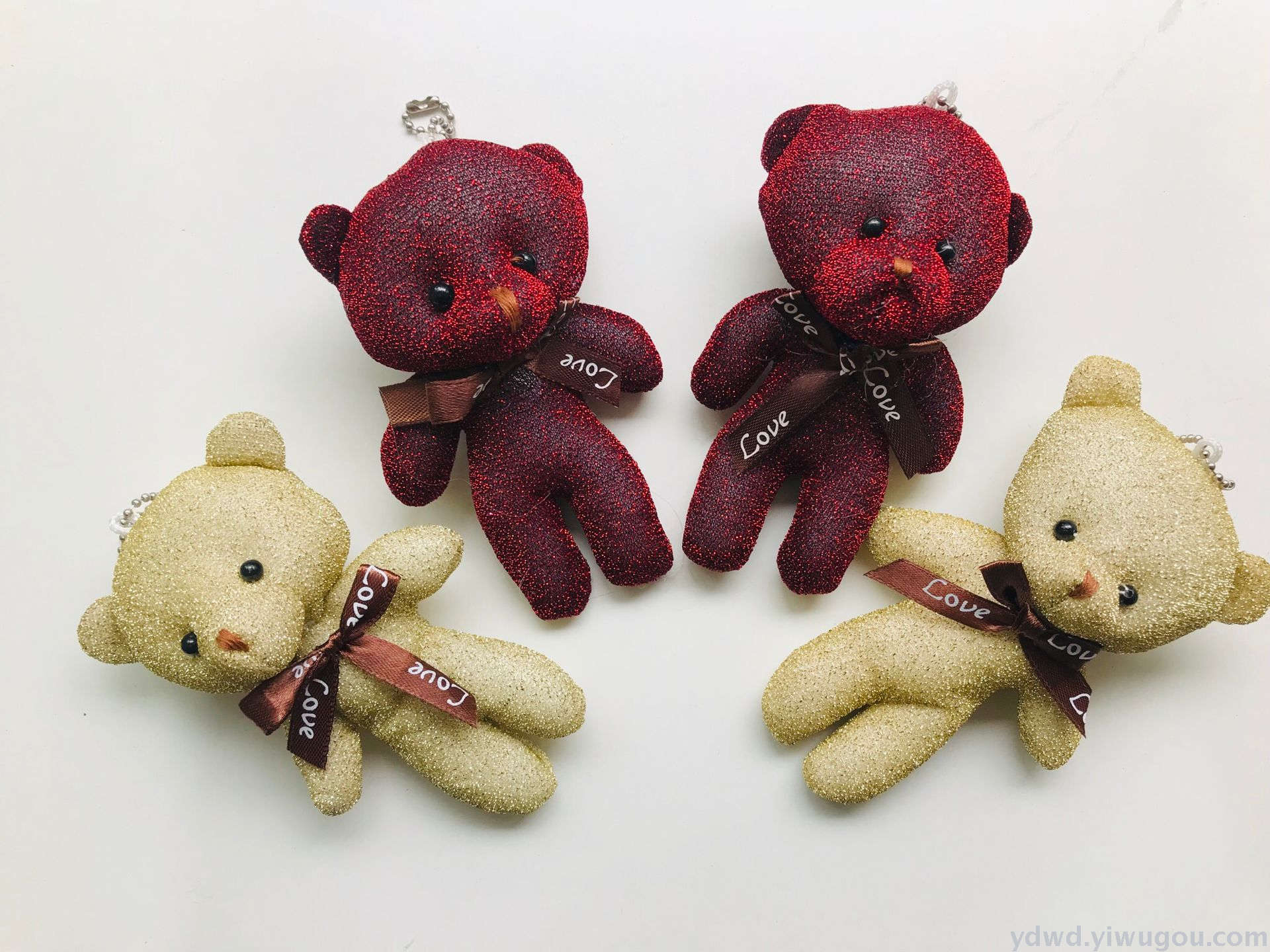 卡通毛绒玩具连体关节小熊公仔毛绒挂件包包配饰婚庆礼品玩具娃娃