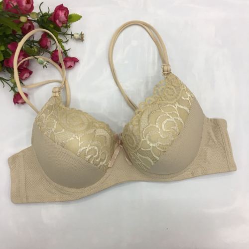 exported to europe， america and south america with steel ring lace underwear ultra-thin breathable hole cloth double-shoulder strap bra