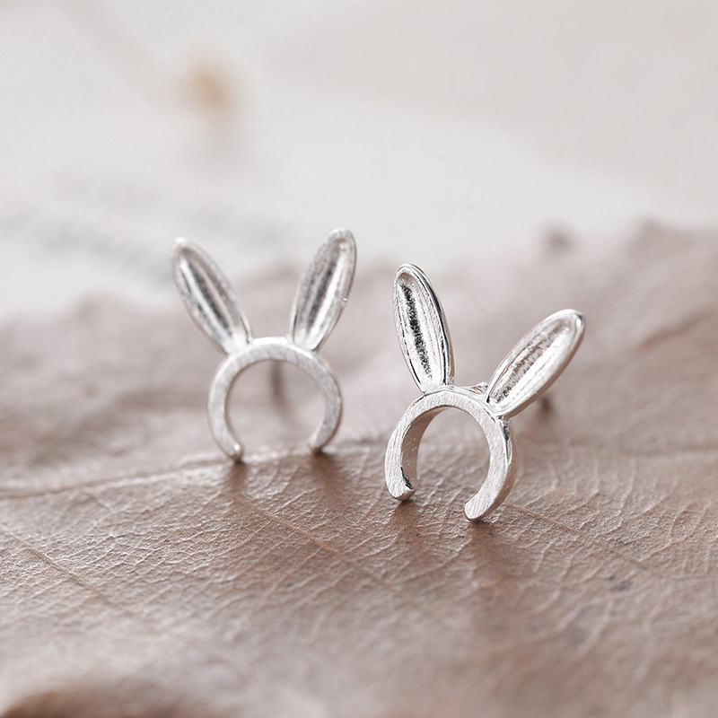 超萌可爱兔子耳朵兔女郎S925纯银手工素银耳钉耳饰文艺清新女款