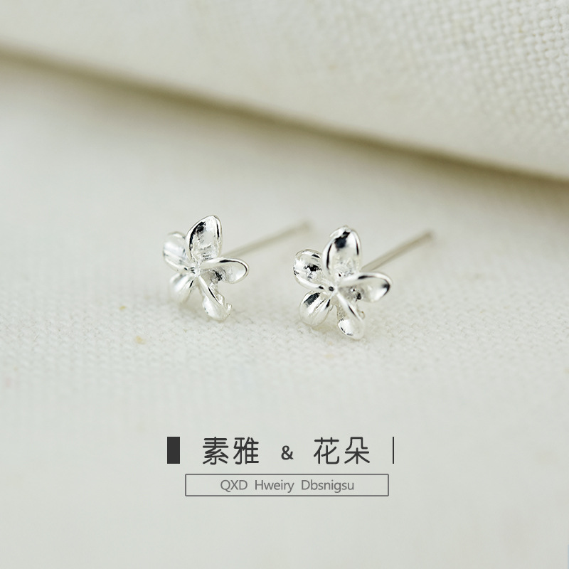 樱花迷你925纯银韩国耳饰耳洞银女296E 联系电话：18557906688