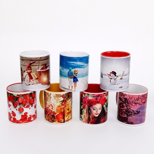 Super Heat Transfer Printing Inner Color Cup Sublimation White Cup Heat Transfer Printing Color Cup Personalized DIY Coated Cup