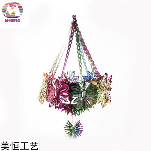 bright paper pull flower ribbon colorful hanging flower basket new year‘s day christmas classroom festive wedding room decoration