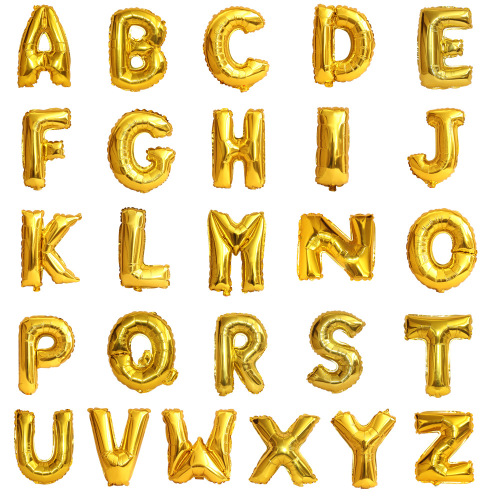 16-inch letter balloon english gold a- z small letter rose gold wedding room decoration aluminum film balloon wholesale